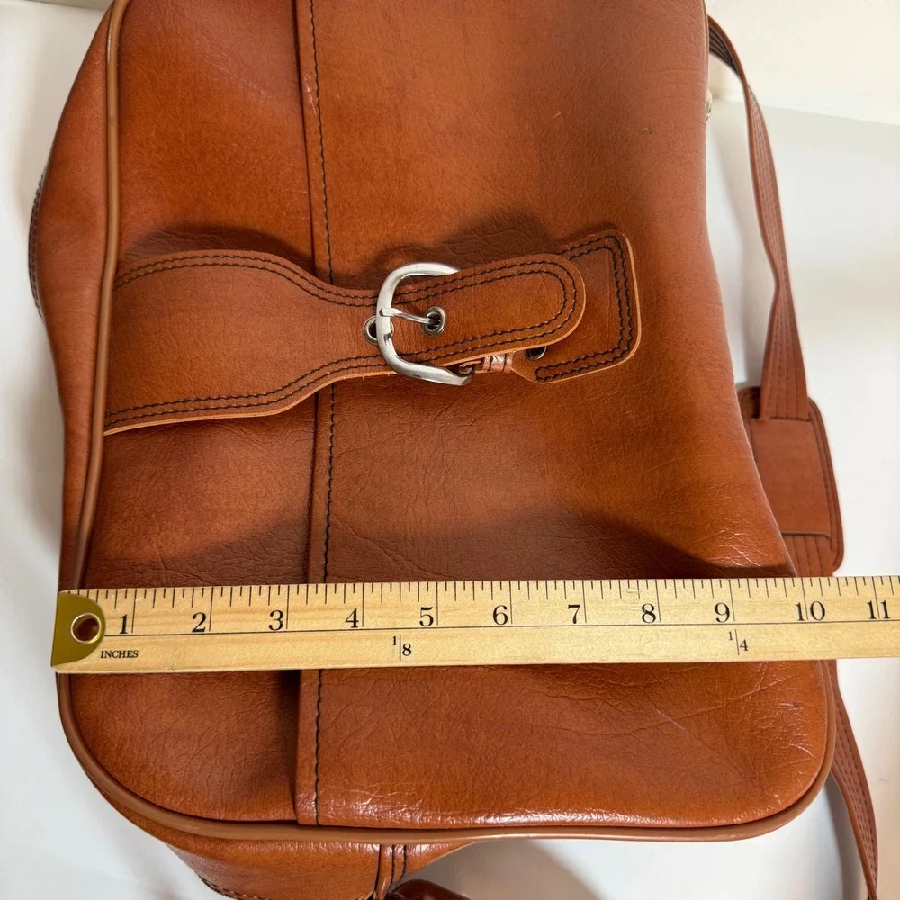 F.W. Woolworth Vintage Flight Bag Brown Faux Leather 70s Retro Carry On Academia